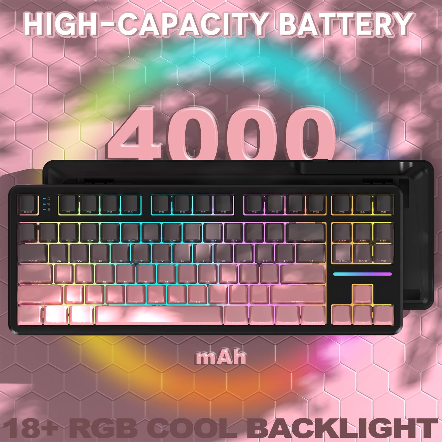MANBASNAKE X Attack Shark X87 Teclado Mecânico RGB com Iluminação